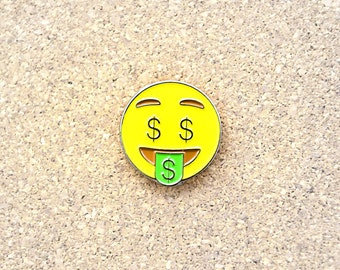 Money Mouth Face Etsy - money mouth face with stuck out tongue emoji lapel hat pin